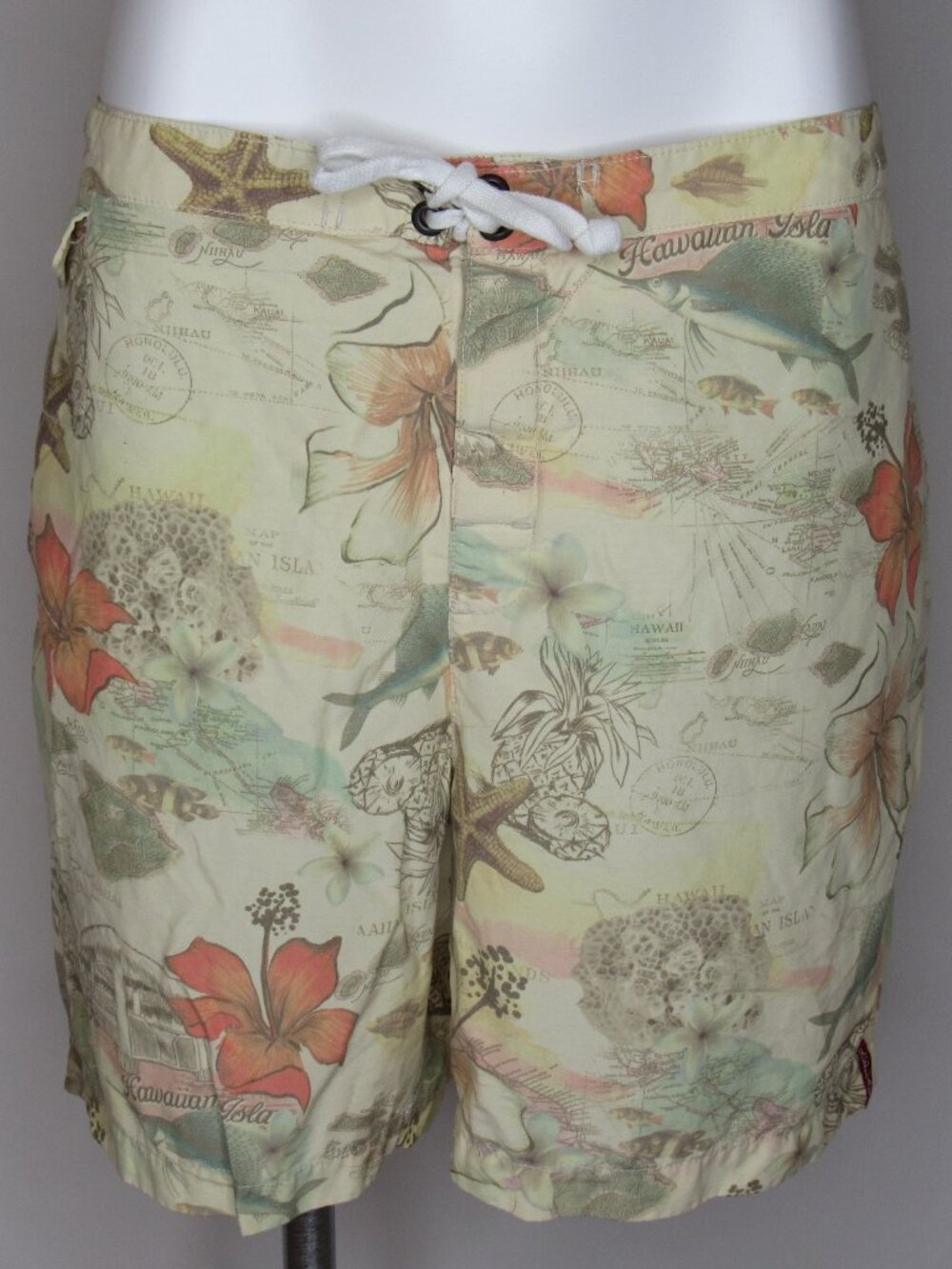 Tommy Bahama Cream Hawaii Tropical Print Swim Trunks Men's XXL XXLarge